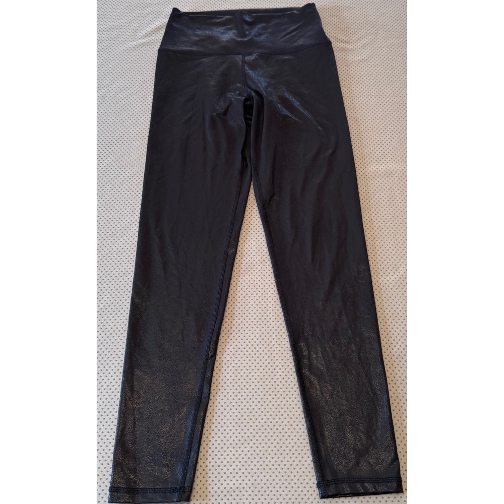 Aerie Chill Play Move High Waisted Crackle Faux Leather Leggings Black Womens M